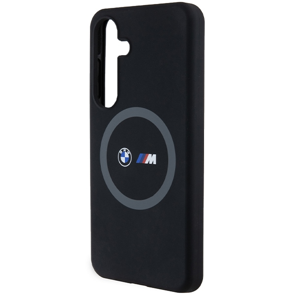Samsung Galaxy S24 BMW Dėklas M silikoninis Printed Ring MagSafe (BMHMS24S23SROK) juodos spalvos
