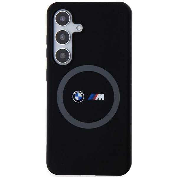Samsung Galaxy S24 BMW Dėklas M silikoninis Printed Ring MagSafe (BMHMS24S23SROK) juodos spalvos