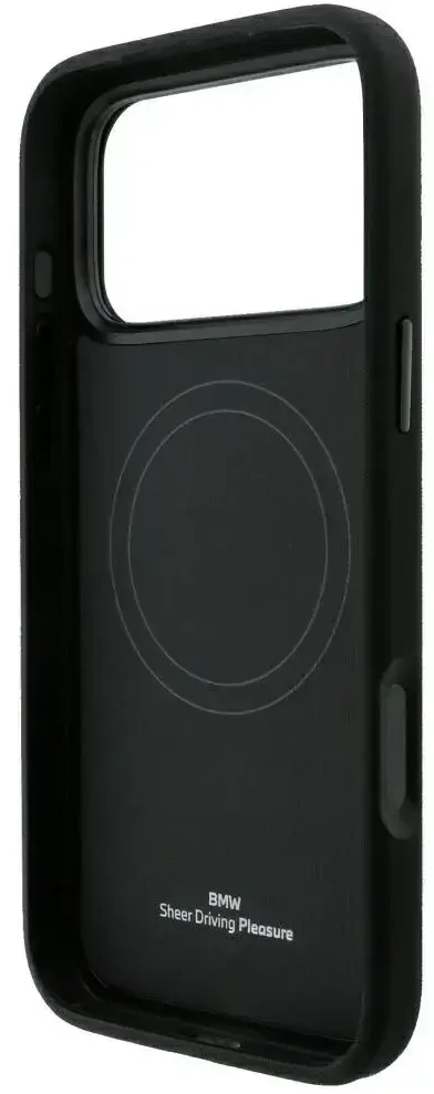 BMW Kevlar Metal Logo MagSafe dėklas, skirtas iPhone 18 Pro / 17 Pro, juodas