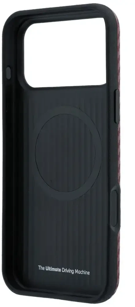 Dėklas BMW M Carbon Printed Ring MagSafe do iPhone 18 Pro / 17 Pro bordo spalvos