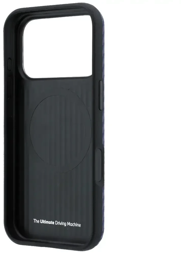 Dėklas BMW M Carbon Printed Ring MagSafe do iPhone 18 Pro / 17 Pro tamsiai mėlyna