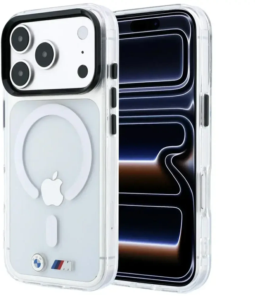 Dėklas BMW M IML Glossy Metal Logo & Trims MagSafe Case for iPhone 17 Pro / 18 Pro - Transparent