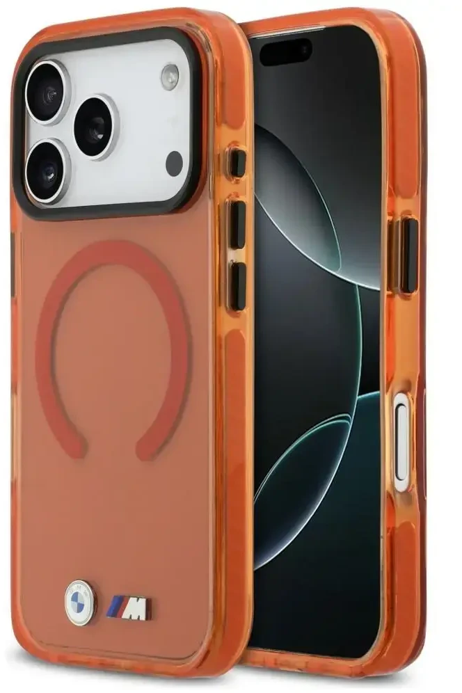 BMW M IML smūgiams atsparus metalinis logotipų „MagSafe“ dėklas, skirtas „iPhone 17 Pro Max“ – „Pro Oranžinis“