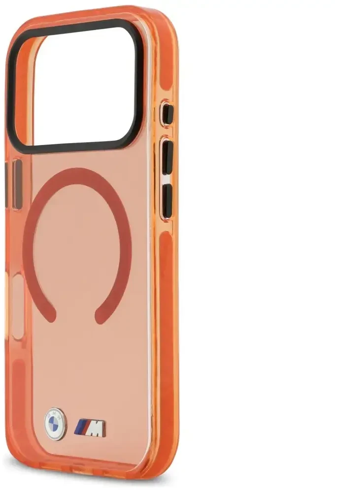 BMW M IML Smūgiams atsparus metalinis logotipas MagSafe dėklas iPhone 17 Pro - Pro oranžinis