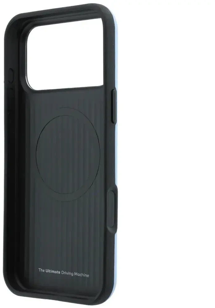 Dėklas BMW M Mėlyna Perfo Metal Logo MagSafe do iPhone 18 Pro / 17 Pro mėlyna