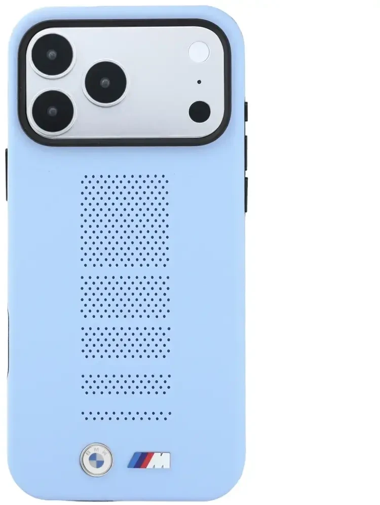 Dėklas BMW M Mėlyna Perfo Metal Logo MagSafe do iPhone 18 Pro / 17 Pro mėlyna