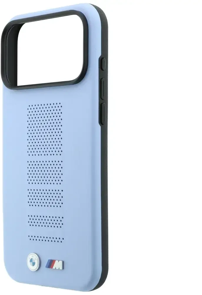 BMW M Mėlyna Perfo metalinis logotipas MagSafe dėklas, skirtas iPhone 18 Pro Max / 17 Pro Max, mėlynas