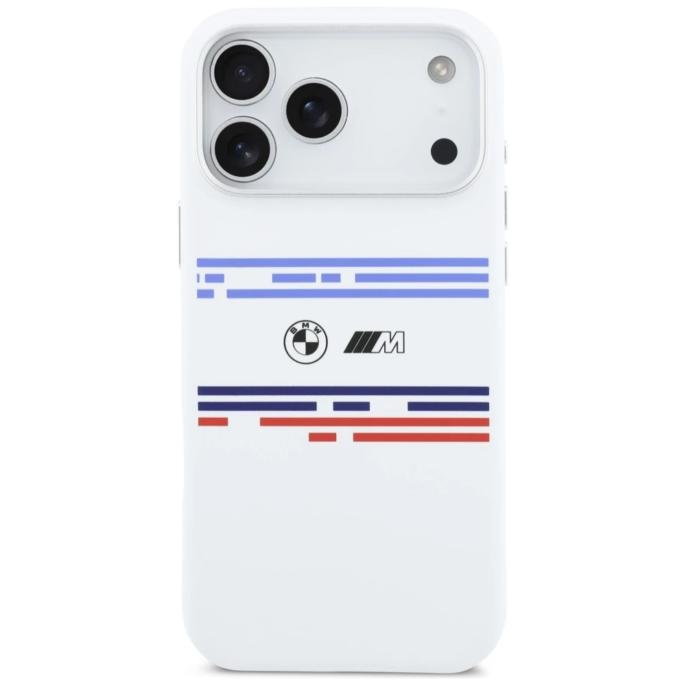 BMW M Silicon Horizontal Line MagSafe dėklas Apple iPhone 17 Pro Max baltos spalvos