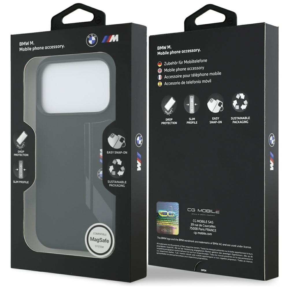 Dėklas BMW M Silicon Vertical Logo MagSafe do iPhone 17 Pro juoda