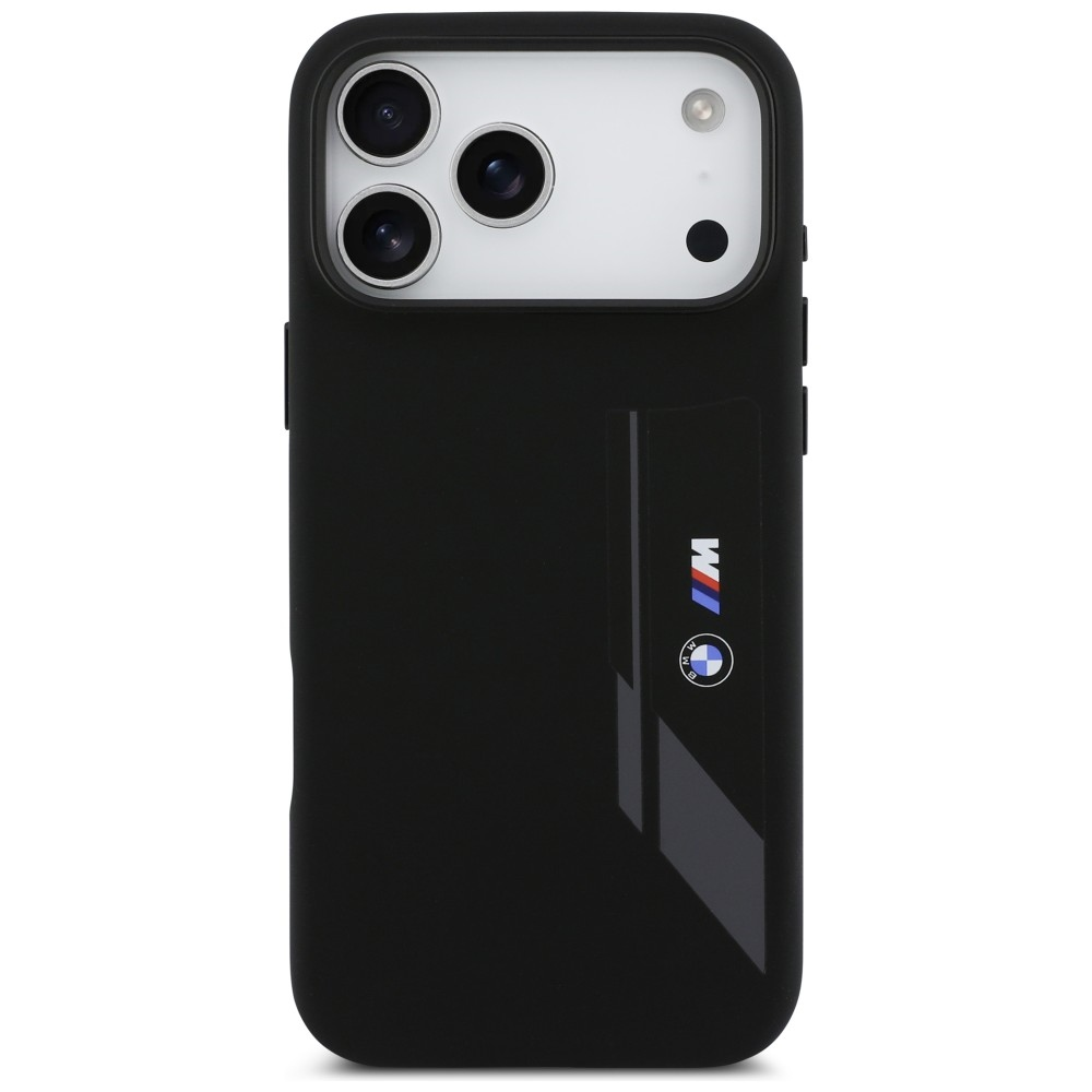 Dėklas BMW M Silicon Vertical Logo MagSafe do iPhone 17 Pro Max juoda