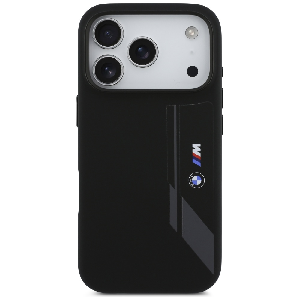 Dėklas BMW M Silicon Vertical Logo MagSafe do iPhone 17 Pro juoda
