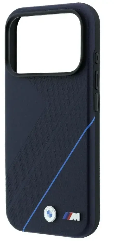 BMW M Tire Track Mėlyna Line MagSafe dėklas, skirtas iPhone 18 Pro / 17 Pro, tamsiai mėlynas