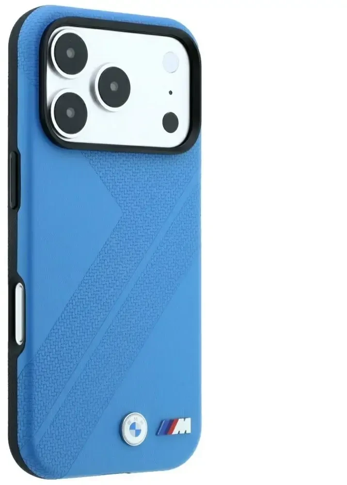 Dėklas BMW M Tire Track Metal Logo MagSafe do iPhone 18 Pro Max / 17 Pro Max mėlyna