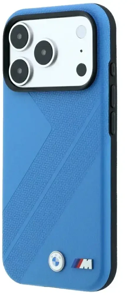 Dėklas BMW M Tire Track Metal Logo MagSafe do iPhone 18 Pro Max / 17 Pro Max mėlyna