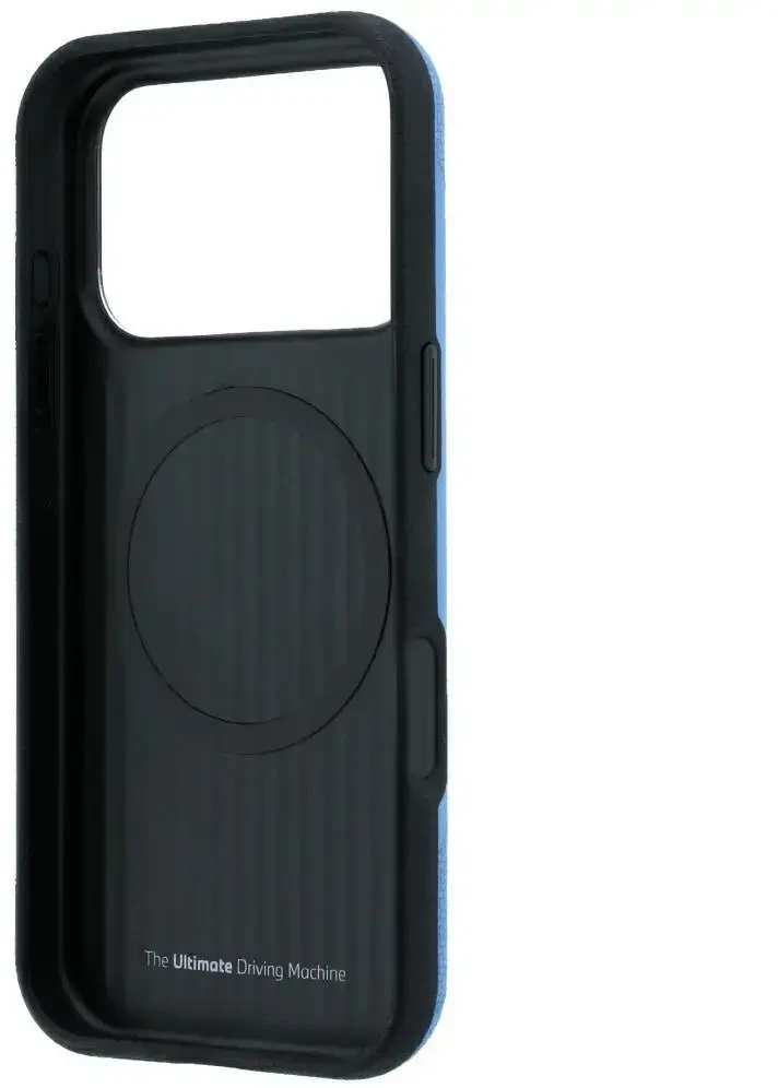 Dėklas BMW M Tire Track Metal Logo MagSafe do iPhone 18 Pro Max / 17 Pro Max mėlyna