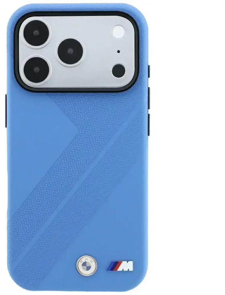 Dėklas BMW M Tire Track Metal Logo MagSafe do iPhone 18 Pro Max / 17 Pro Max mėlyna