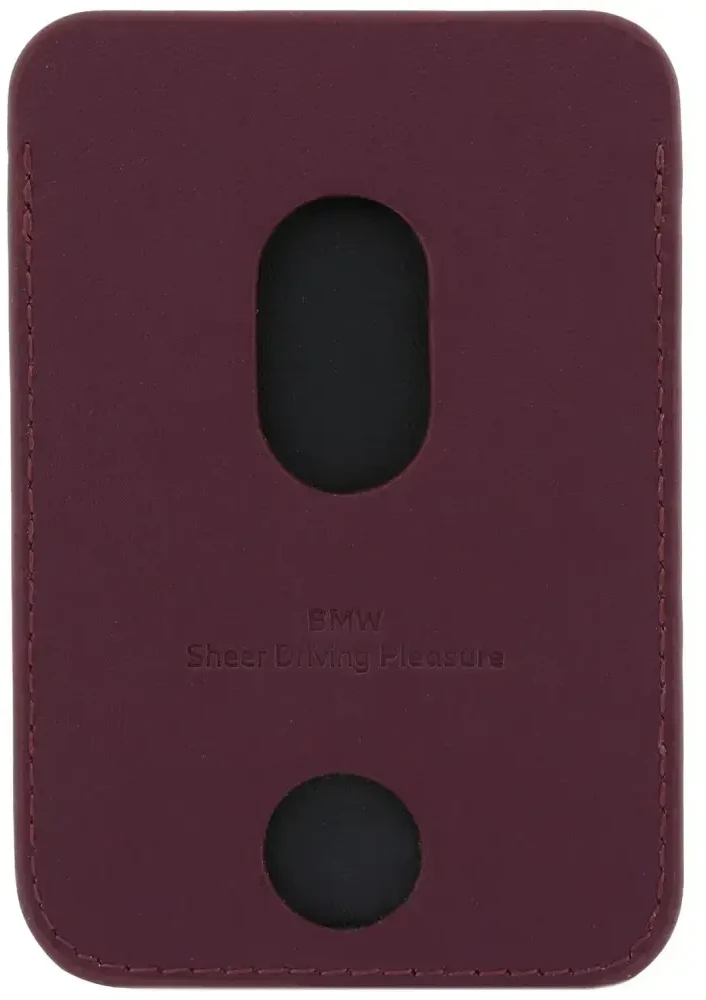 Rinkinys Dėklas + portfel BMW Quilted Pattern Metal Logo do iPhone 18 Pro / 17 Pro bordo spalvos
