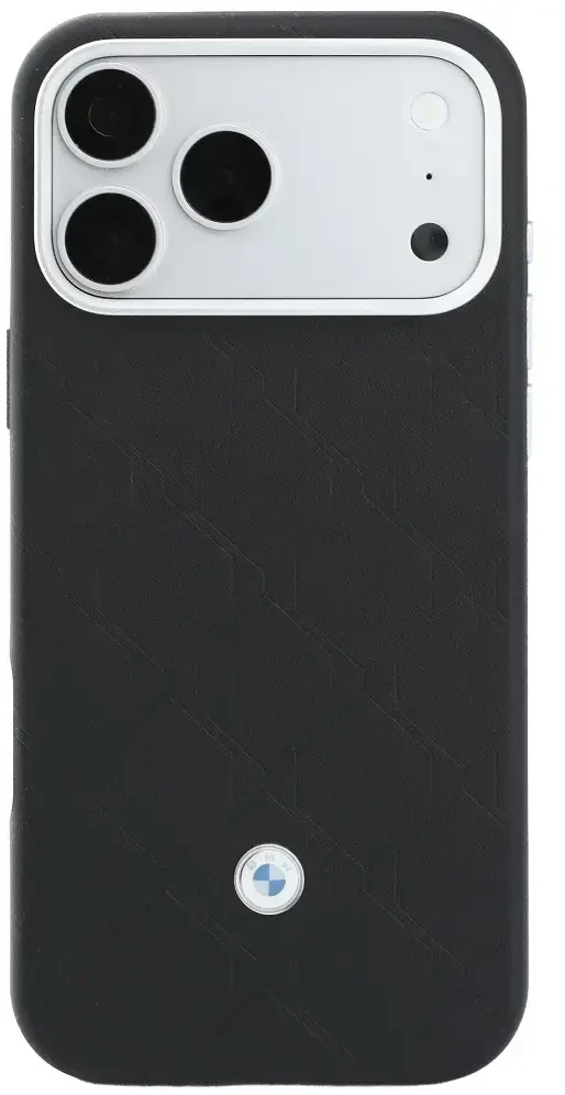 Rinkinys Dėklas + portfel BMW Quilted Pattern Metal Logo do iPhone 18 Pro Max / 17 Pro Max juoda