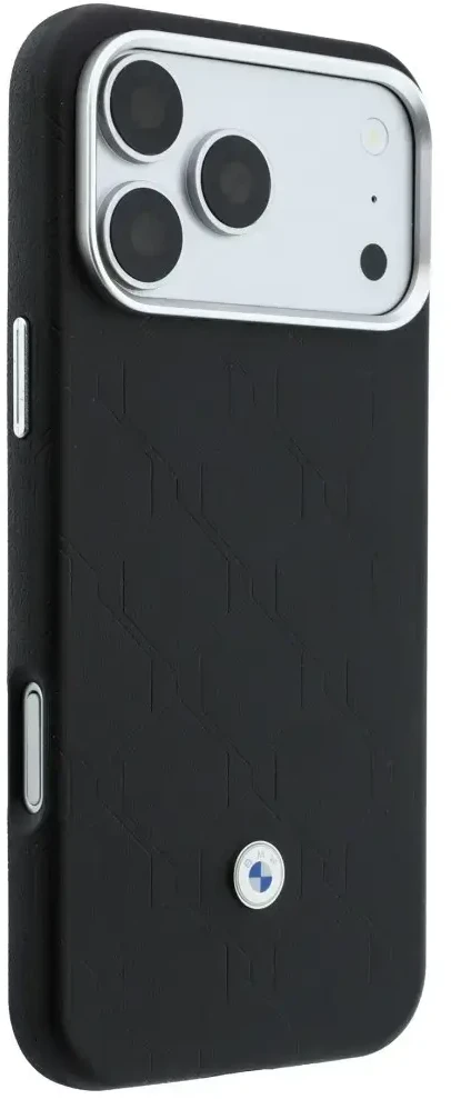 Rinkinys Dėklas + portfel BMW Quilted Pattern Metal Logo do iPhone 18 Pro Max / 17 Pro Max juoda