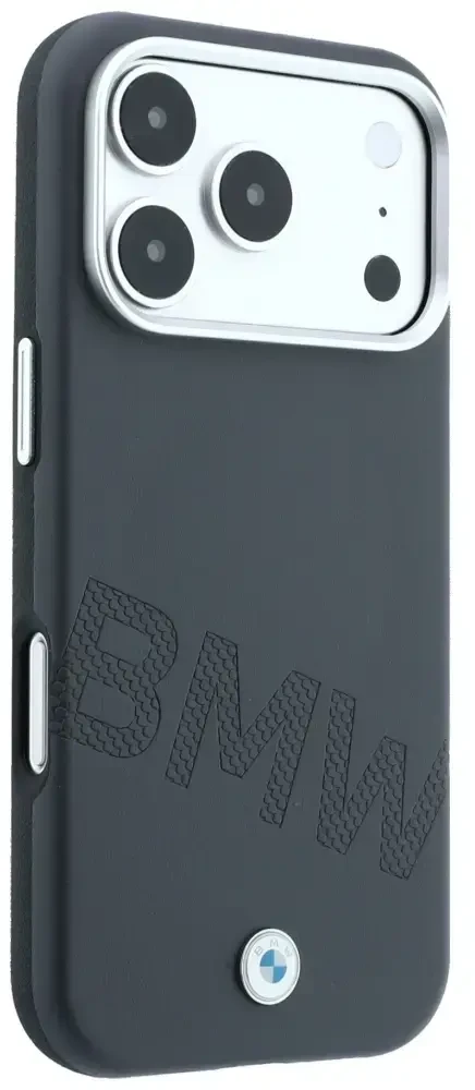 Dėklas BMW Sign Inclined Deboss Letters MagSafe Case for iPhone 17 Pro Max / 18 Pro Max - Gray