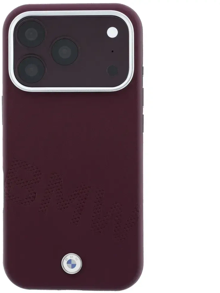 Dėklas BMW Sign Inclined Deboss Letters MagSafe case for iPhone 17 Pro Max / 18 Pro Max - burgundy