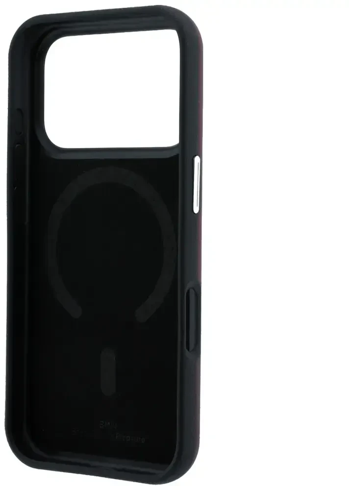 Dėklas BMW Sign Inclined Deboss Letters MagSafe case for iPhone 17 Pro Max / 18 Pro Max - burgundy
