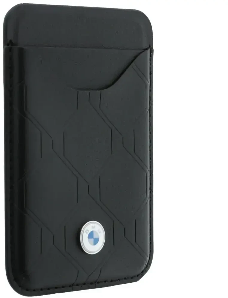 BMW „Quilted Pattern Metal Logo“ dėklas ir piniginė, skirti iPhone 18 Pro / 17 Pro, juodas