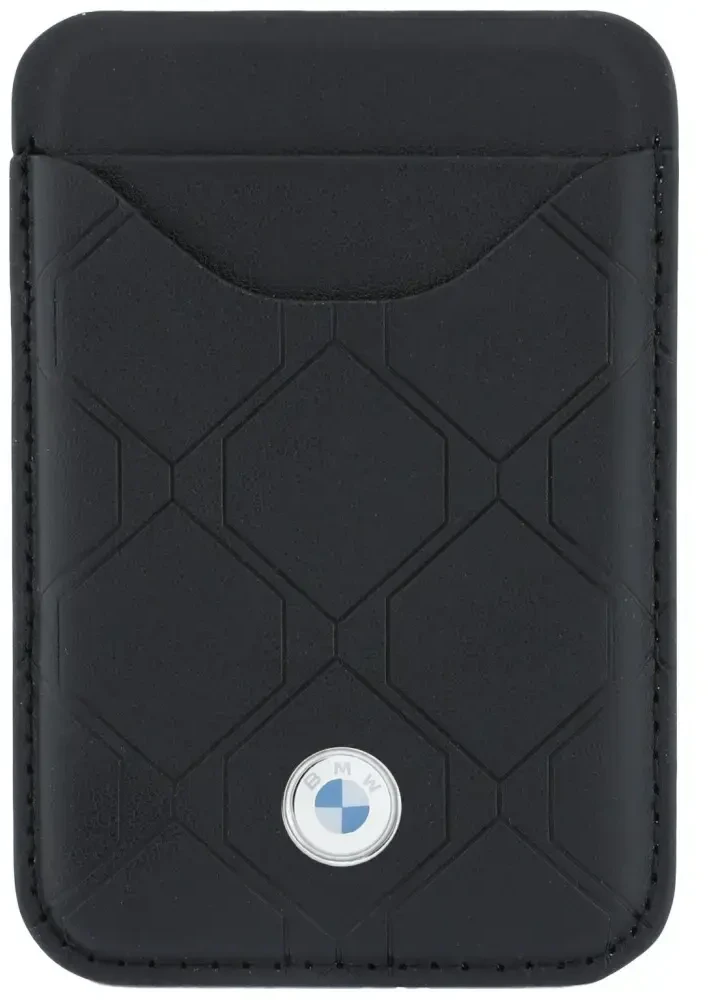 BMW „Quilted Pattern Metal Logo“ dėklas ir piniginė, skirti iPhone 18 Pro / 17 Pro, juodas