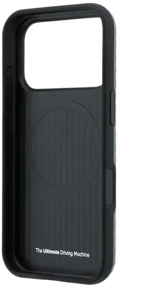 Dėklas BMW M Carbon Metal Logo MagSafe skirtas iPhone 18 Pro pilkas
