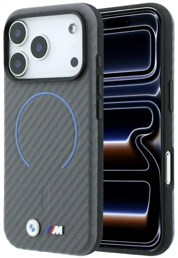 Dėklas BMW M Carbon Printed Ringl MagSafe do iPhone 18 Pro Max / 17 Pro Max antracito