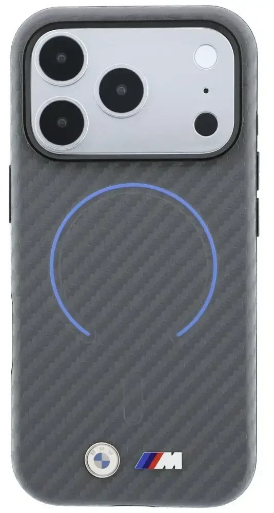Dėklas BMW M Carbon Printed Ringl MagSafe do iPhone 18 Pro / 17 Pro antracito