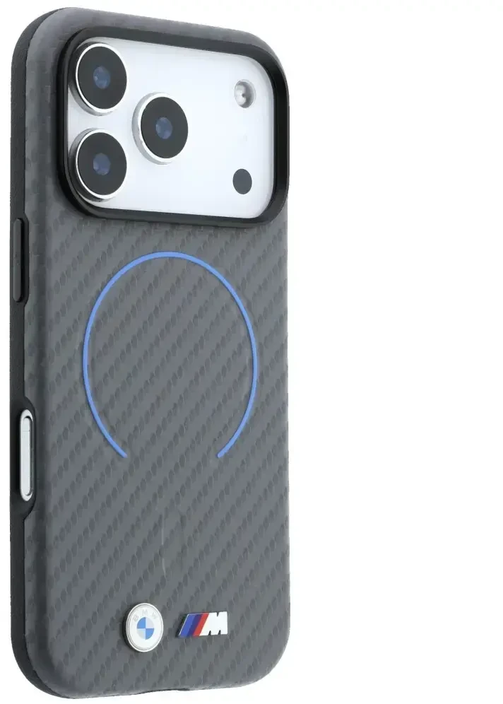 Dėklas BMW M Carbon Printed Ringl MagSafe do iPhone 18 Pro / 17 Pro antracito