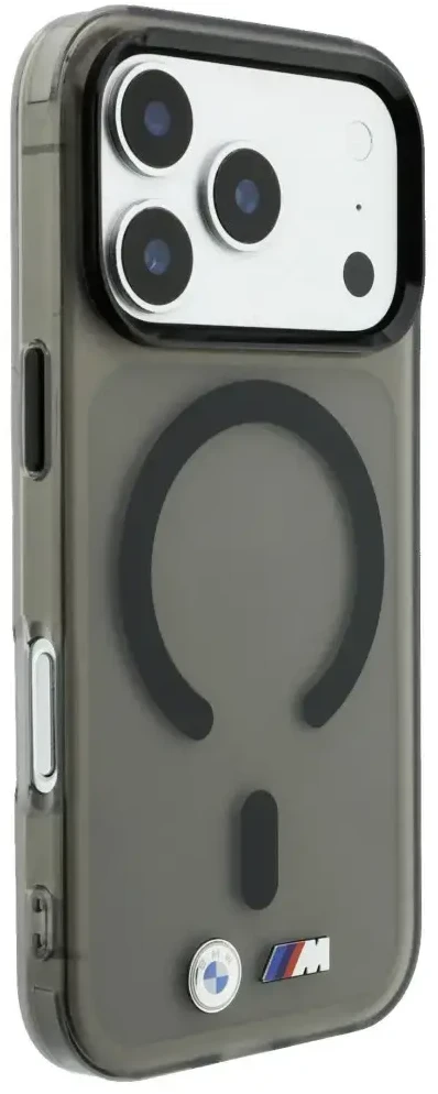 Dėklas BMW M IML Frosted Metal Logo & Trims MagSafe do iPhone 18 Pro / 17 Pro juoda
