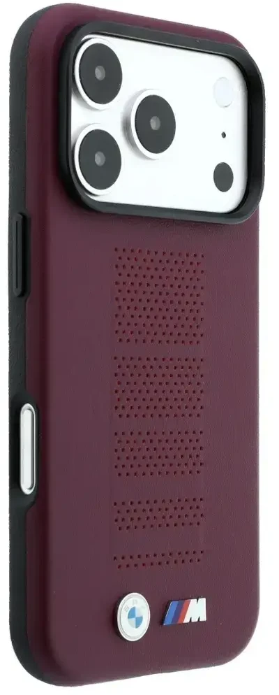 Dėklas BMW M Mėlyna Perfo Metal Logo MagSafe do iPhone 18 Pro / 17 Pro bordinė