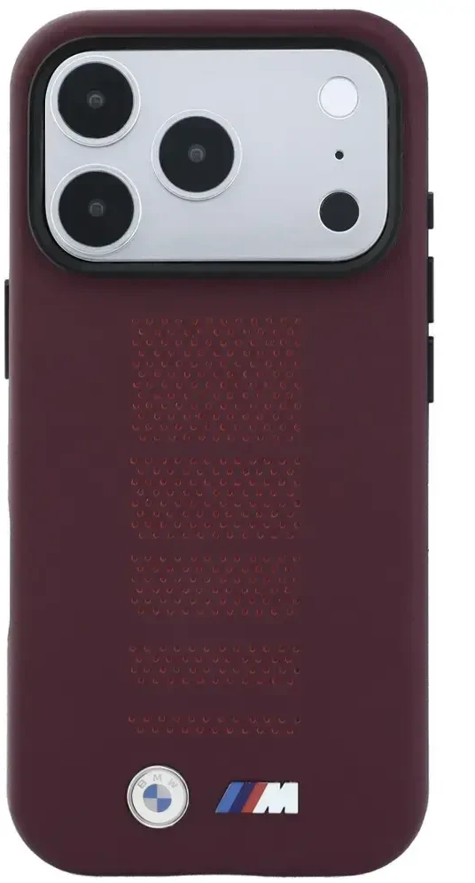 Dėklas BMW M Mėlyna Perfo Metal Logo MagSafe do iPhone 18 Pro / 17 Pro bordinė