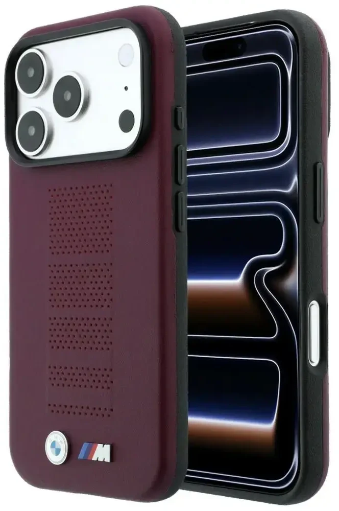 Dėklas BMW M Mėlyna Perfo Metal Logo MagSafe do iPhone 18 Pro Max / 17 Pro Max bordinė