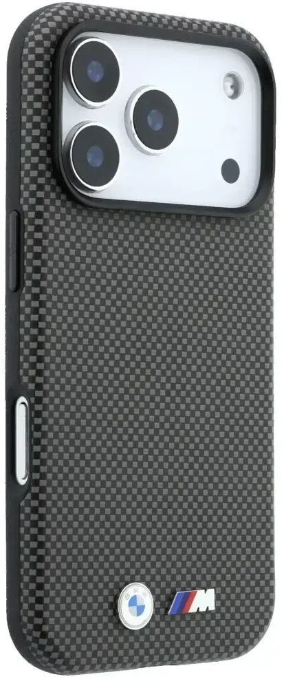 Dėklas BMW M Quadrille Kevlar Metal Logo MagSafe Case for iPhone 17 Pro / 18 Pro - Gray