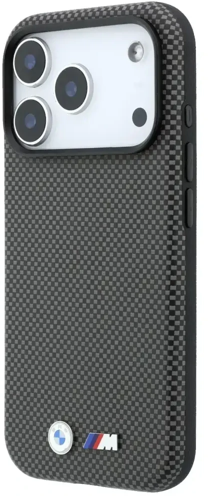 Dėklas BMW M Quadrille Kevlar Metal Logo MagSafe Case for iPhone 17 Pro / 18 Pro - Gray