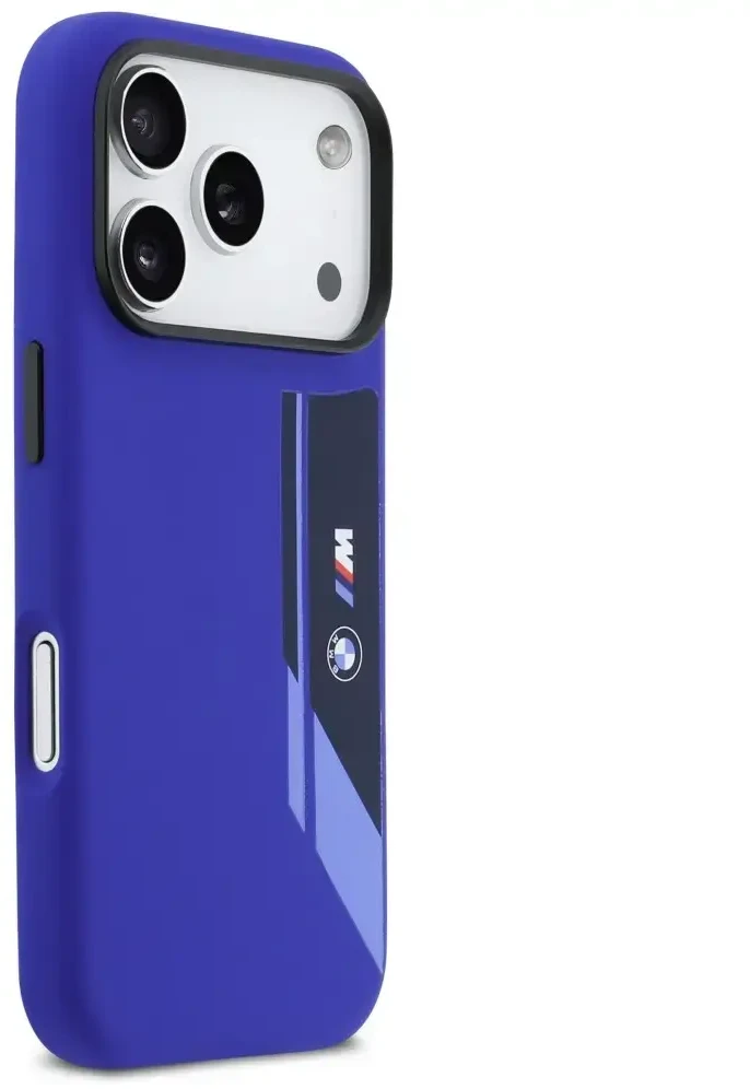 Dėklas BMW M Silicon Vertical Logo MagSafe skirtas Apple iPhone 17 Pro navy