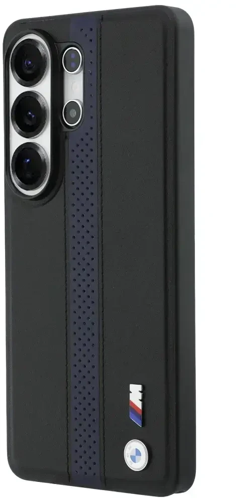 BMW M PU Leather Perforated Stripes and Metal Logo Magnetic dėklas skirtas Samsung Galaxy S26 Ultra Mėlyna