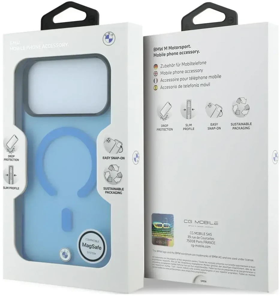 Dėklas BMW Sign Frosted IML & Metal Logo MagSafe Case for iPhone 18 Pro Max / 17 Pro Max - Mėlyna