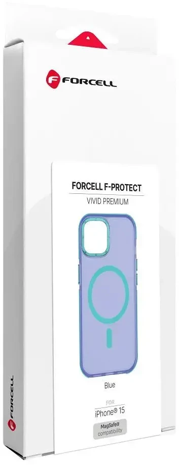 iPhone 15 dėklas Forcell F-Protect Vivid Premium, suderinamas su MagSafe, mėlynas