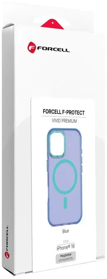 iPhone 16 dėklas Forcell F-Protect Vivid Premium, suderinamas su MagSafe, mėlynas