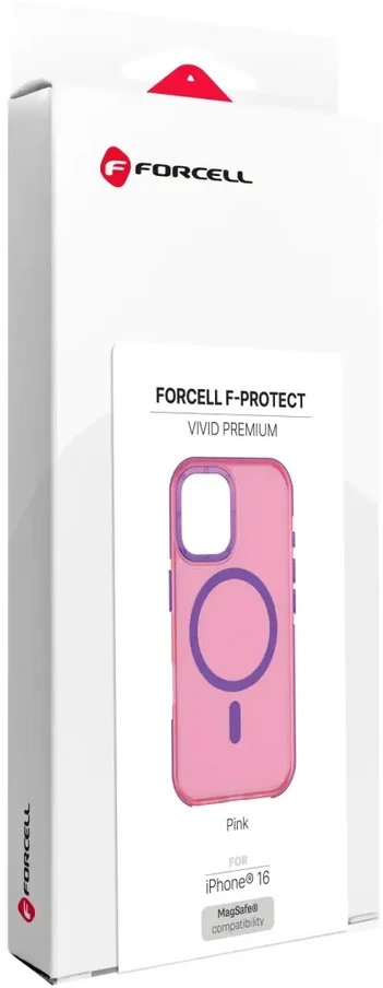 Dėklas iPhone 16 Forcell F-Protect Vivid Premium, suderinamas su MagSafe, rožinis