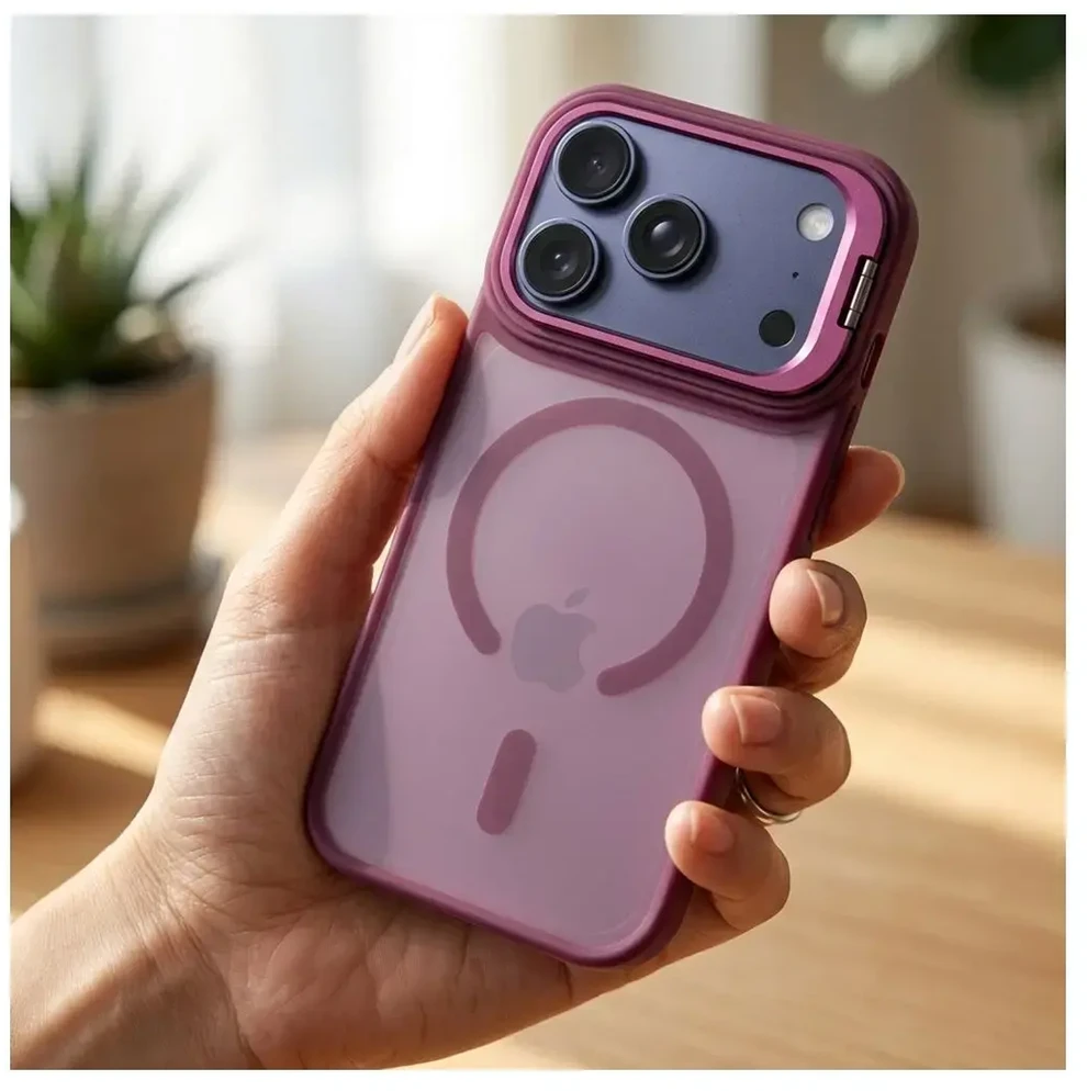 Dėklas Case for iPhone 17 Pro / 18 Pro Forcell F-Protect Shadow Stand Premium compatible with MagSafe dark cherry