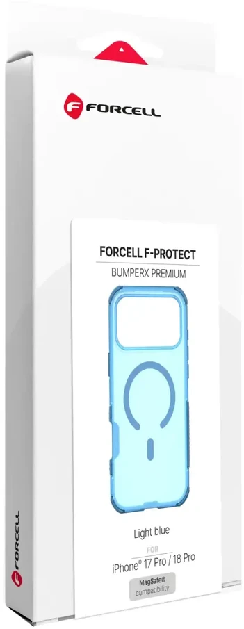 Dėklas „Case for iPhone 18 Pro / 17 Pro Forcell F-Protect BumperX Premium compatible with MagSafe šviesiai mėlynas“