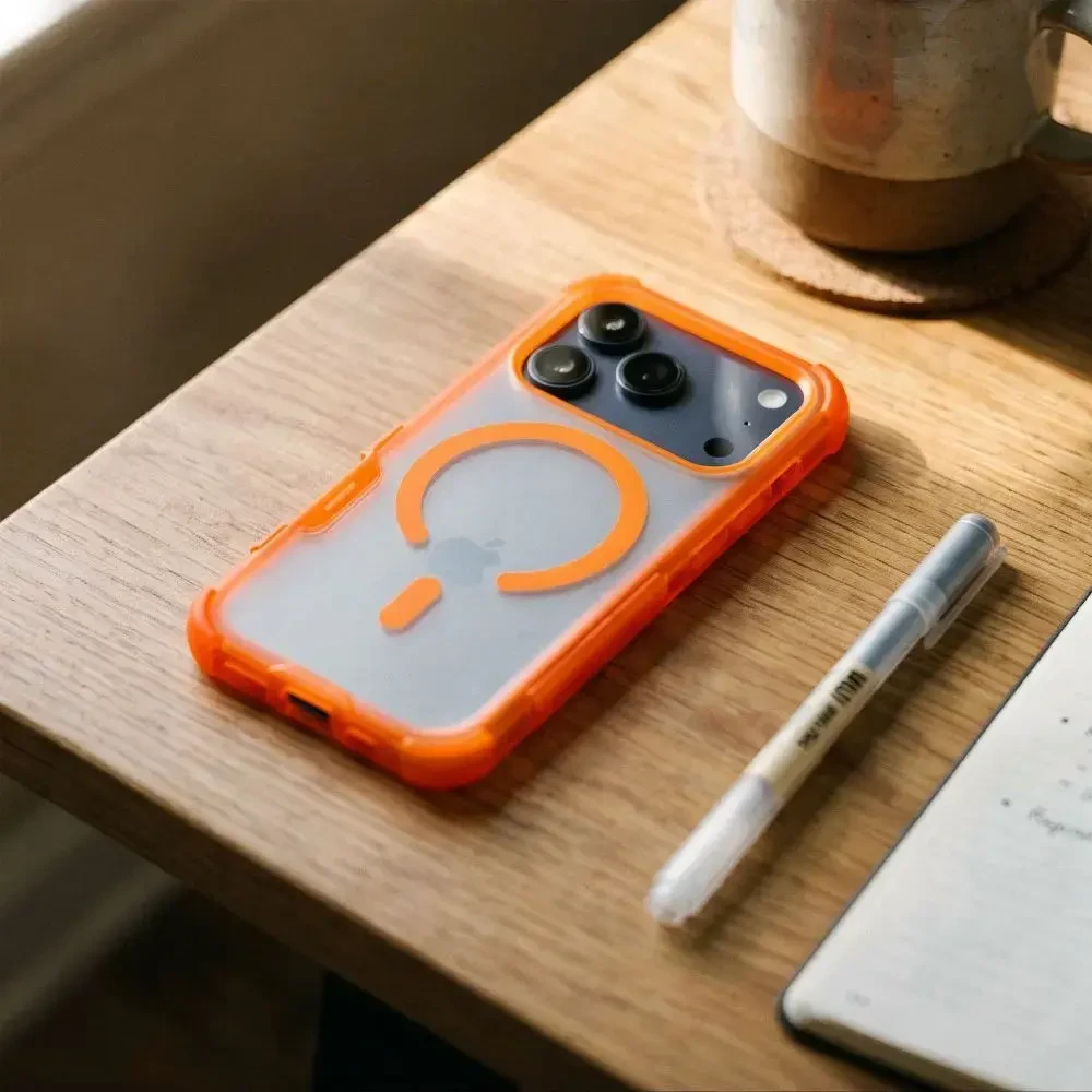 Dėklas, skirtas iPhone 18 Pro / 17 Pro, Forcell F-Protect BumperX Premium, suderinamas su MagSafe, oranžinės spalvos