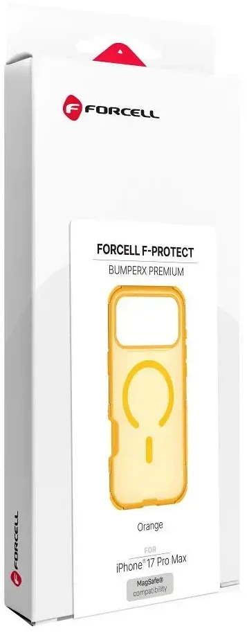 „Case for iPhone 18 Pro Max / 17 Pro Max Forcell F-Protect BumperX Premium compatible with MagSafe oranžinis“ vertimas į lietuvių kalbą: **Case for iPhone 18 Pro Max / 17 Pro Max Forcell F-Protect BumperX Premium compatible with MagSafe oranžinis** → **Dėklas, skirtas iPhone 18 Pro Max / 17 Pro Max, Forcell F-Protect BumperX Premium, suderinamas su MagSafe, oranžinės spalvos**