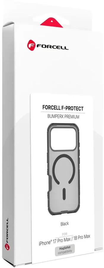 Dėklas Case for iPhone 18 Pro Max / 17 Pro Max Forcell F-Protect BumperX Premium, suderinamas su MagSafe, juodos spalvos