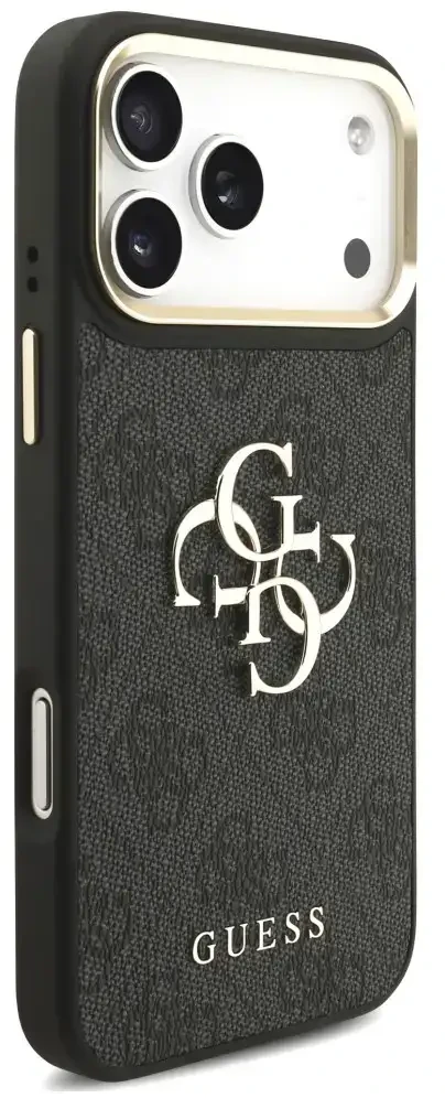 Dėklas Guess 4G Big 4G Classic Logo Big Strap Metal Mygtukai do iPhone 18 Pro / 17 Pro juoda